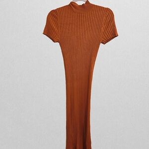 Forever 21 Rust Ribbed Midi Dress